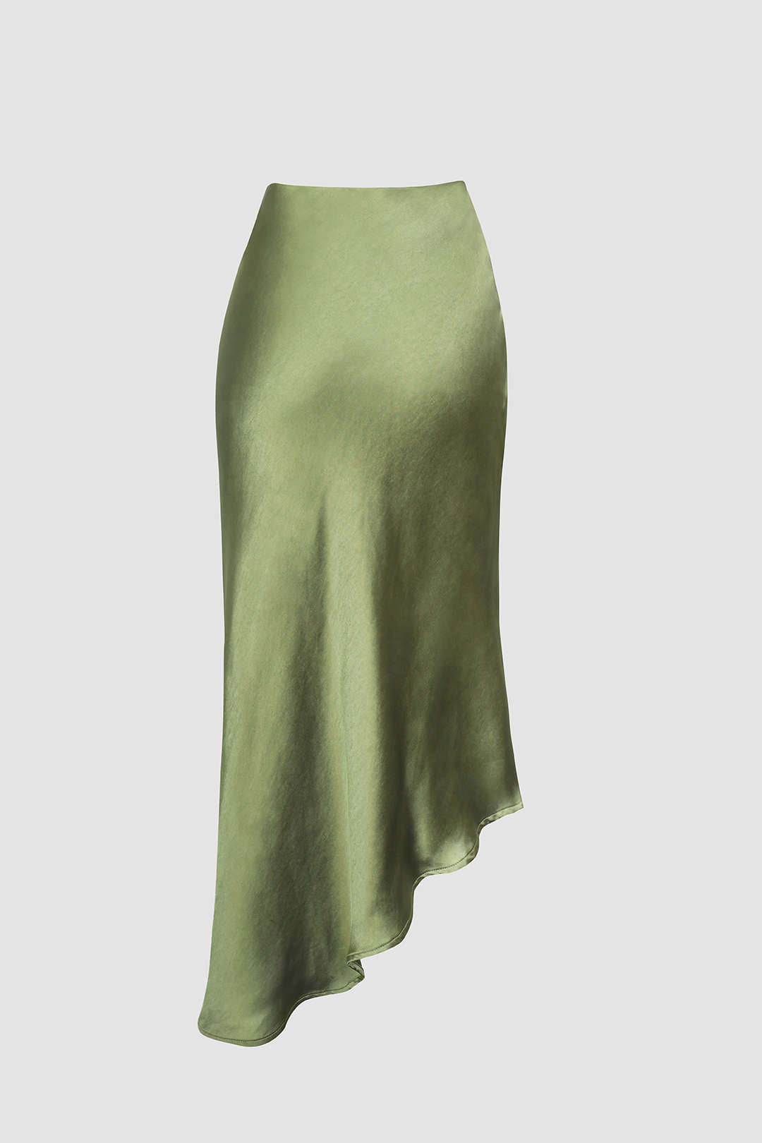 Asymmetric Hem Split Button Decor Skirt