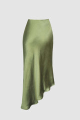 Asymmetric Hem Split Button Decor Skirt