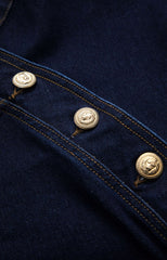Denim Asymmetry Button Skirt