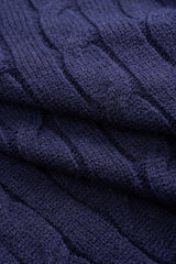 Cable Knit Patchwork Button Long-Sleeve Top
