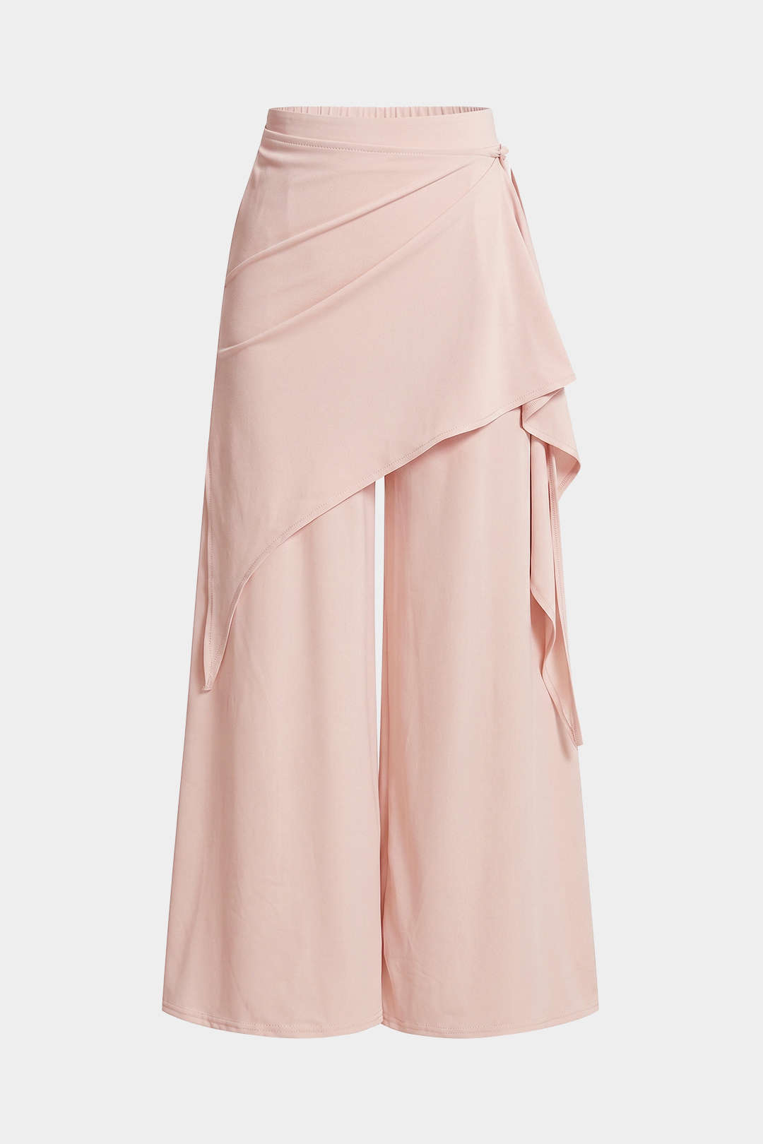 Asymmetrical Ruched Tie-Up Wide Leg Pants