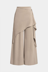 Asymmetrical Ruched Tie-Up Wide Leg Pants