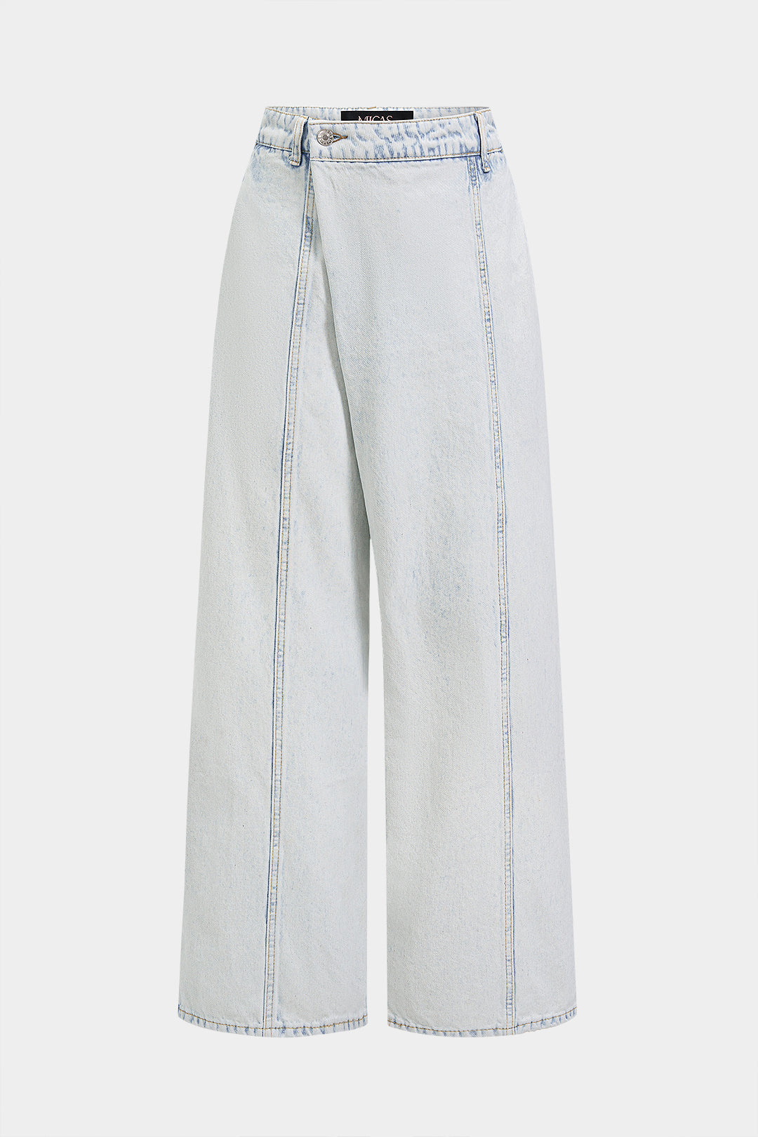 Denim Asymmetrical Straight Leg Jeans