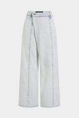 Denim Asymmetrical Straight Leg Jeans