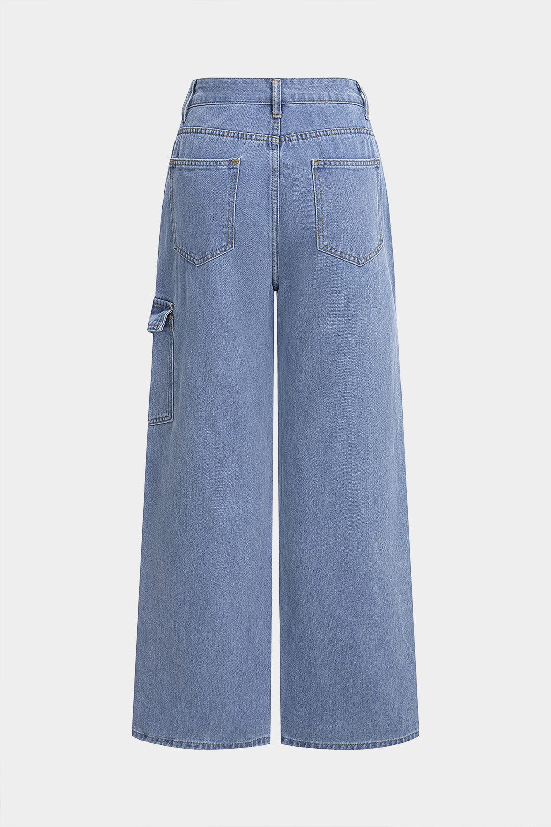 Denim Bow Tie-Up Straight Leg Jeans