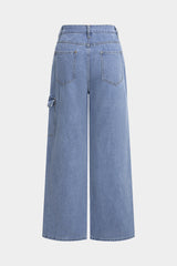 Denim Bow Tie-Up Straight Leg Jeans