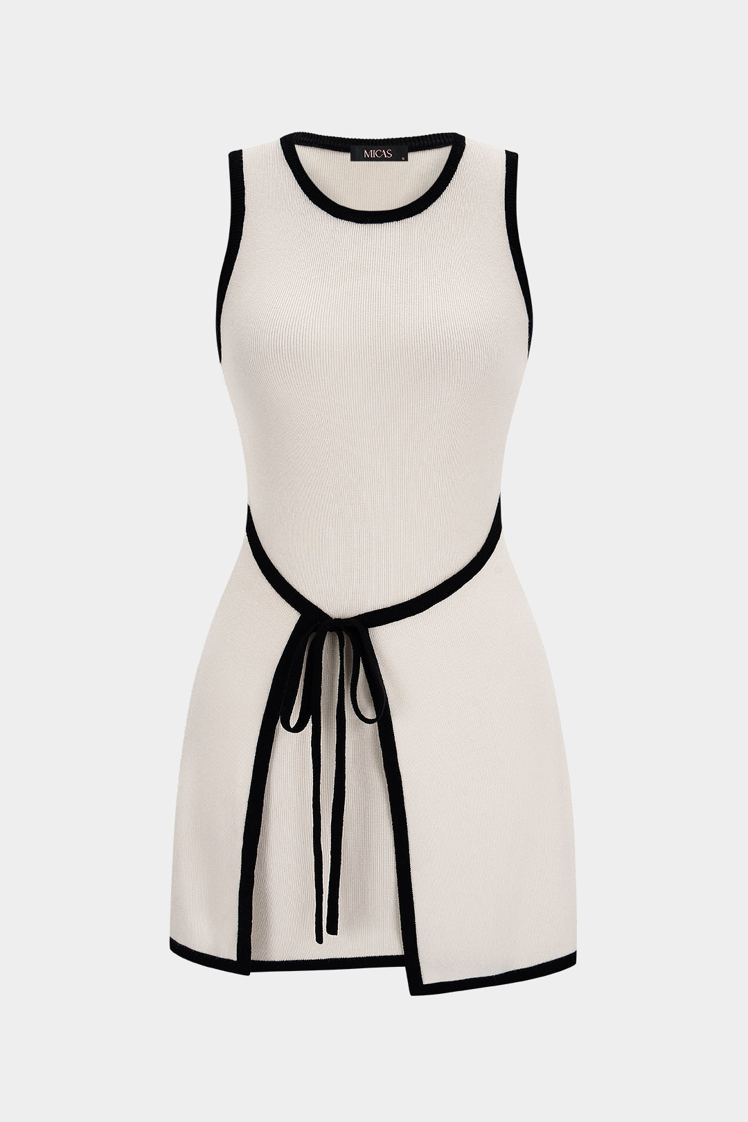 Contrast Binding Tie-Up Mini Dress