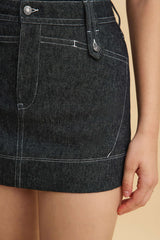 Denim Button Mini Skirt