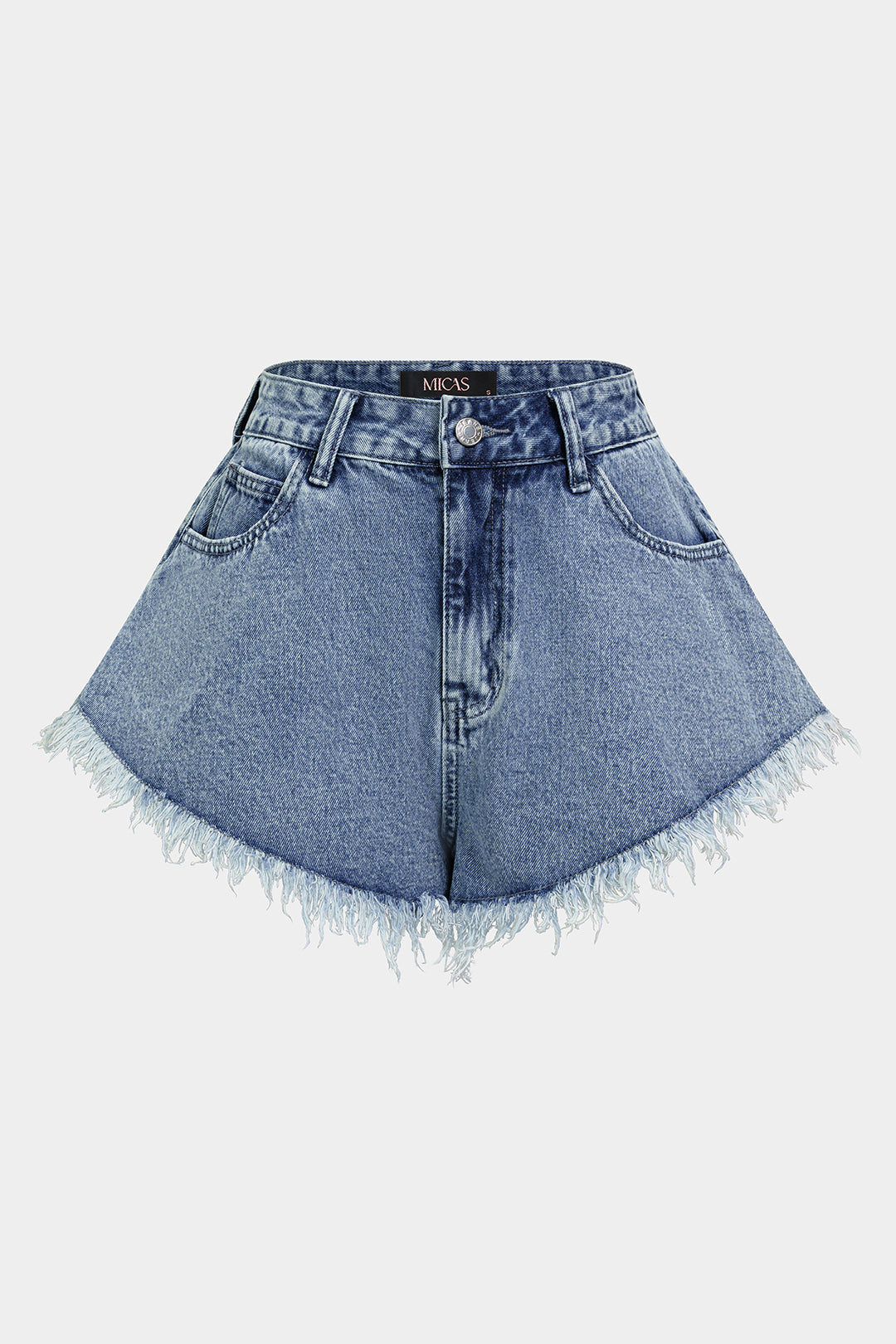 Denim Frayed Wide Leg Shorts