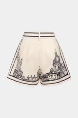 Artistic Print Satin Shorts
