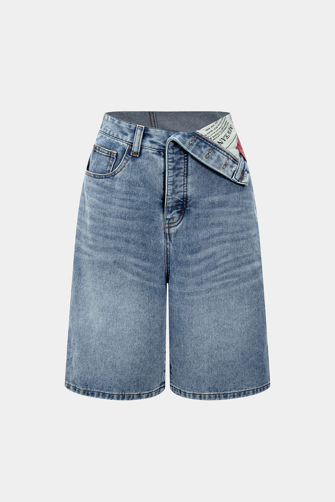 Denim Asymmetrical Pocket Shorts
