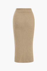 Crossed Sweater Asymmetrical Midi Skirt