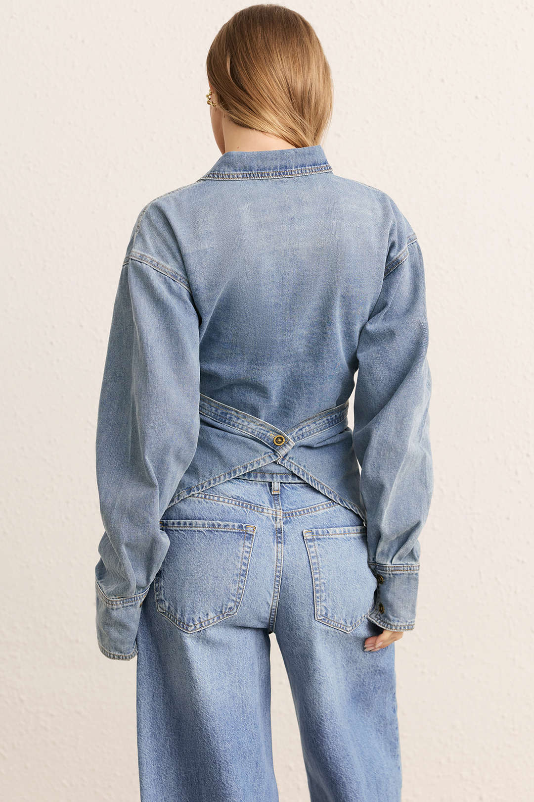 Denim Ruched Crossed Outerwear