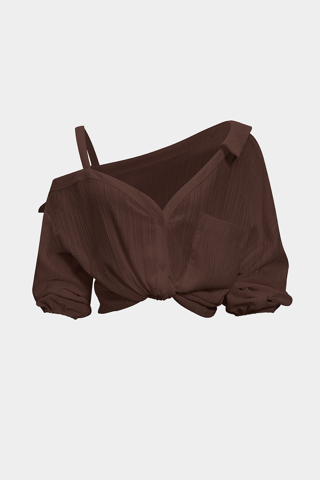 Button Asymmetrical Backless Long-Sleeve Shirt