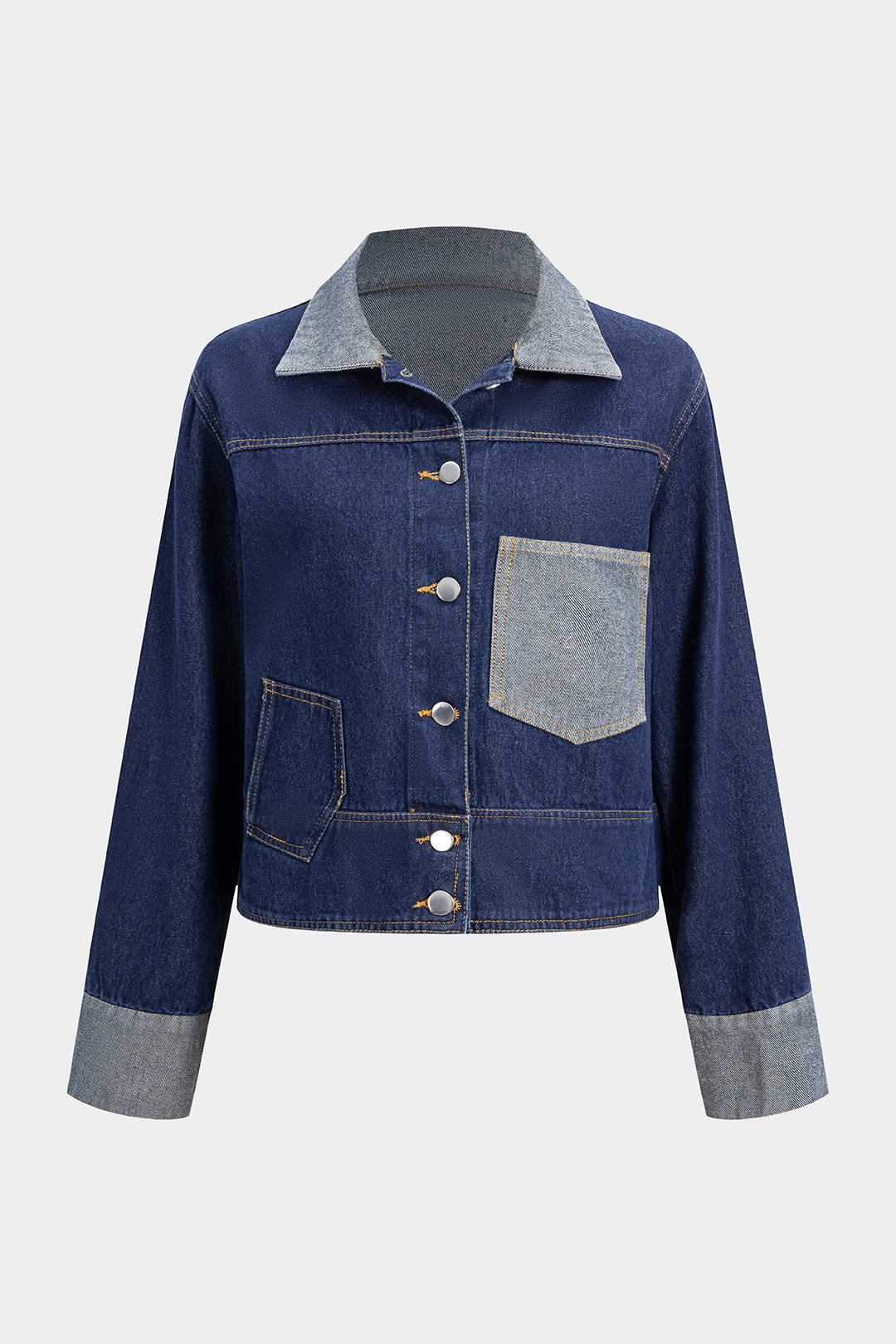 Denim Button Patchwork Outerwear