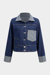 Denim Button Patchwork Outerwear