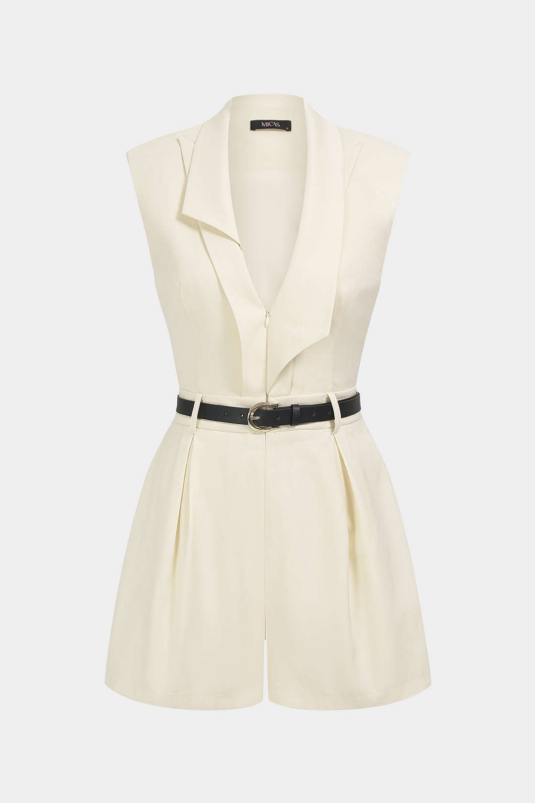 Belted Asymmetrical Sleeveless Romper