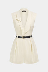 Belted Asymmetrical Sleeveless Romper