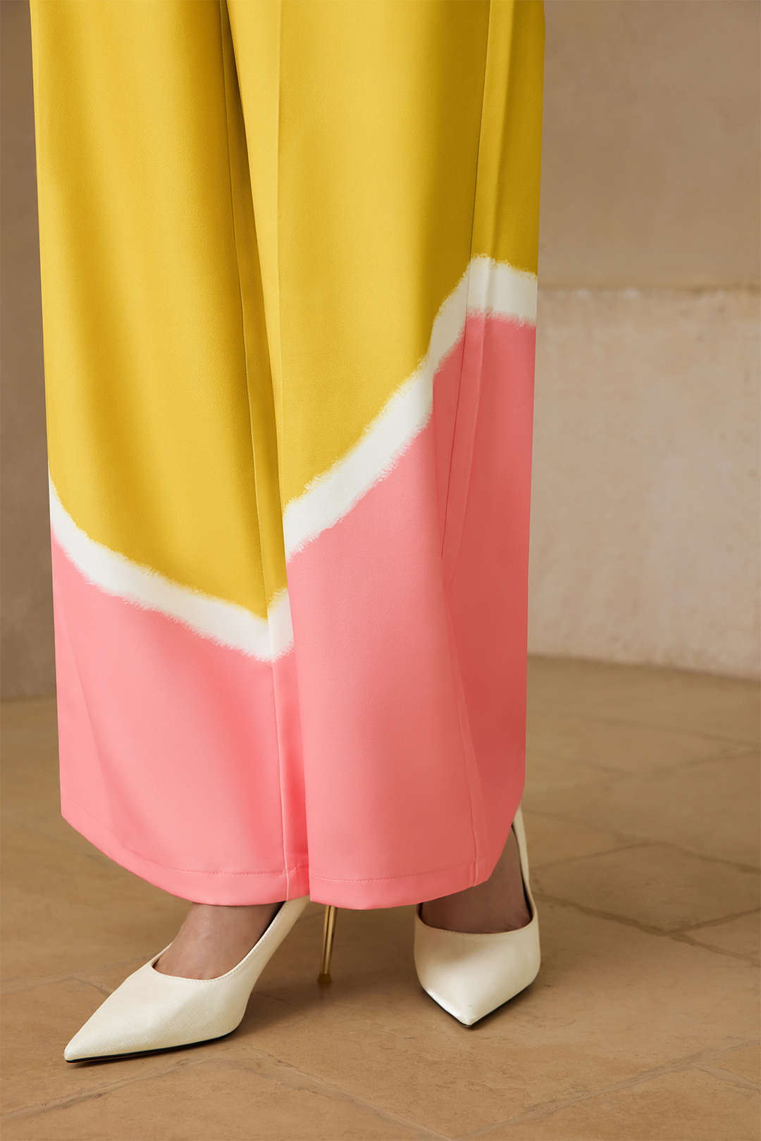 Contrast Wide Leg Trousers