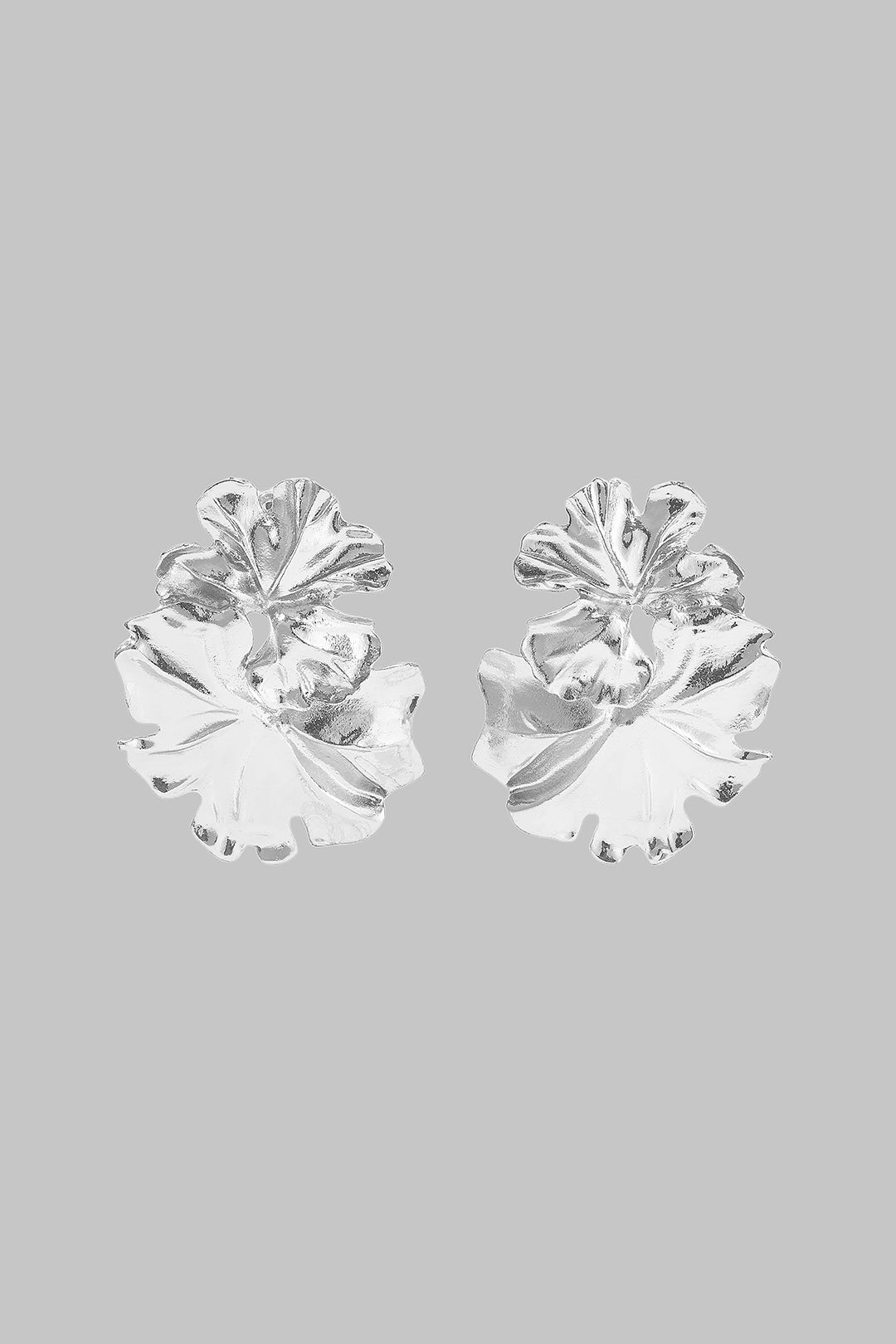Alloy Wrinkled Irregular Leaf Earrings