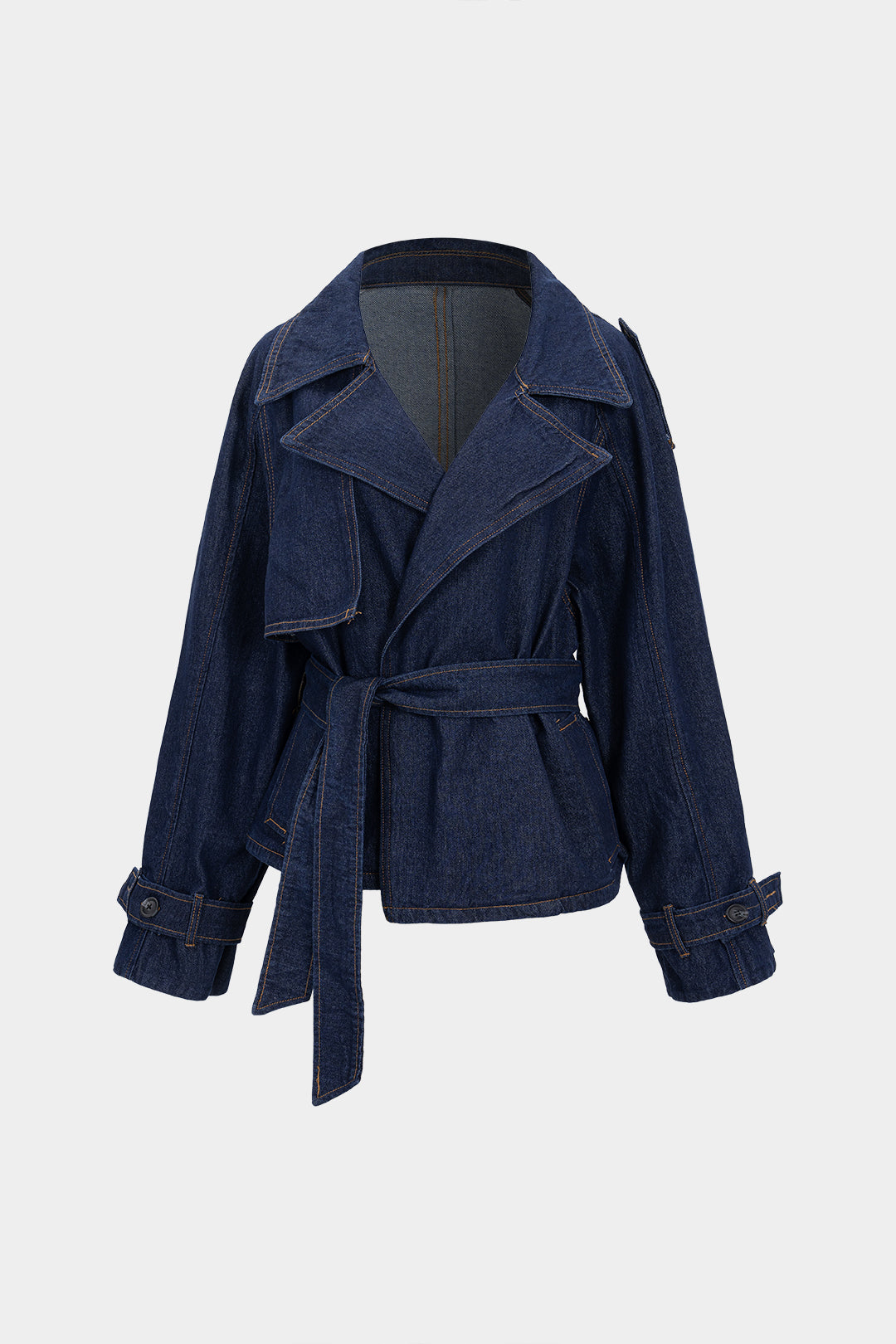 Denim Belted Asymmetrical Outerwear