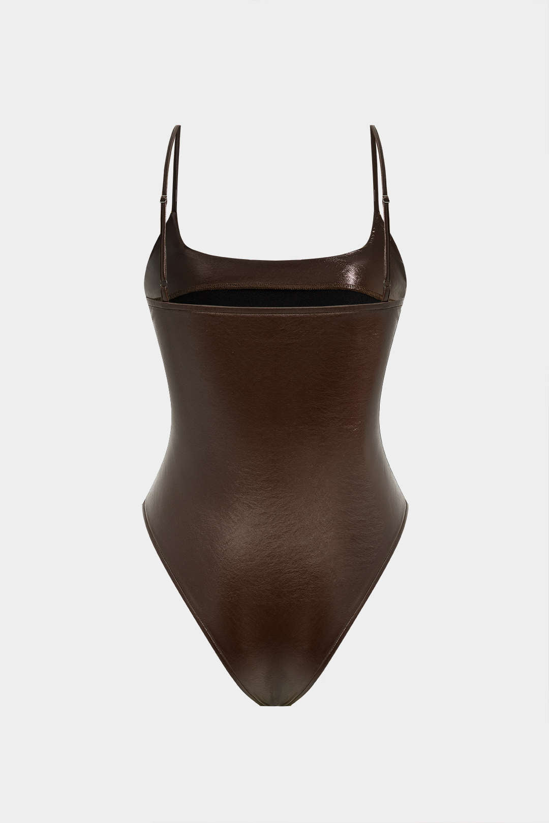 Basic Solid Faux Leather Sleeveless Bodysuit