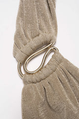 Crossed Ruched Twist Knot Halter Sleeveless Top