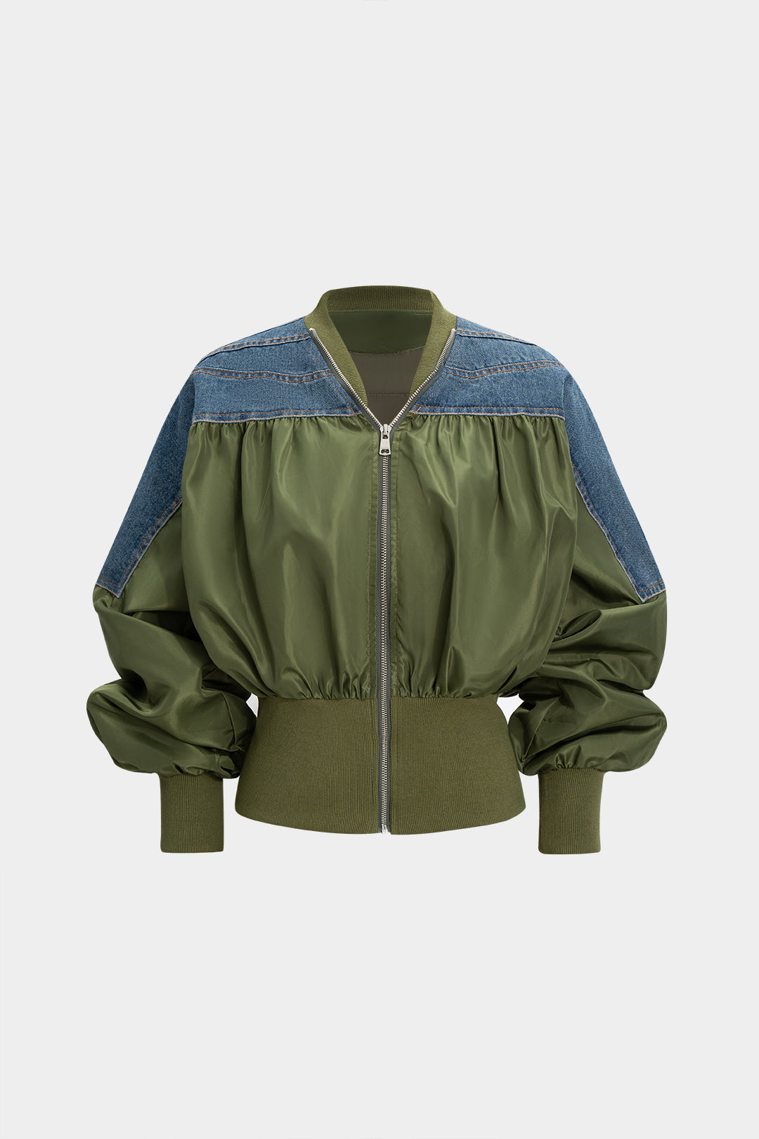 Denim Patchwork Zipper Jacket
