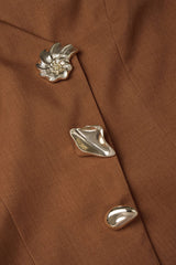 Asymmetrical Button Vest And Patchwork Ruffle Mini Skirt Set