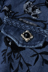 Denim Patchwork Sequin Embroidery Jacket