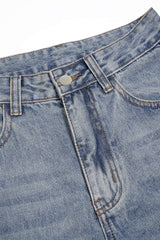 Denim Metallic Decor Wide Leg Jeans