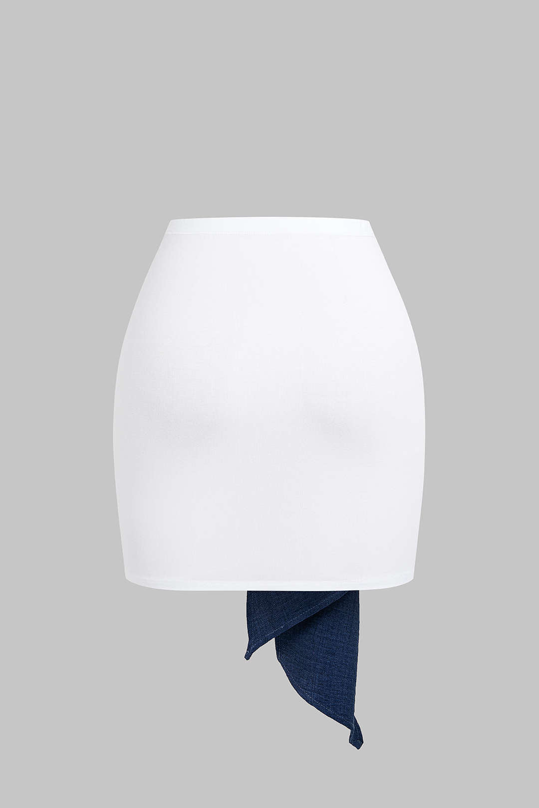 Contrast Ruched Knotted Mini Skirt