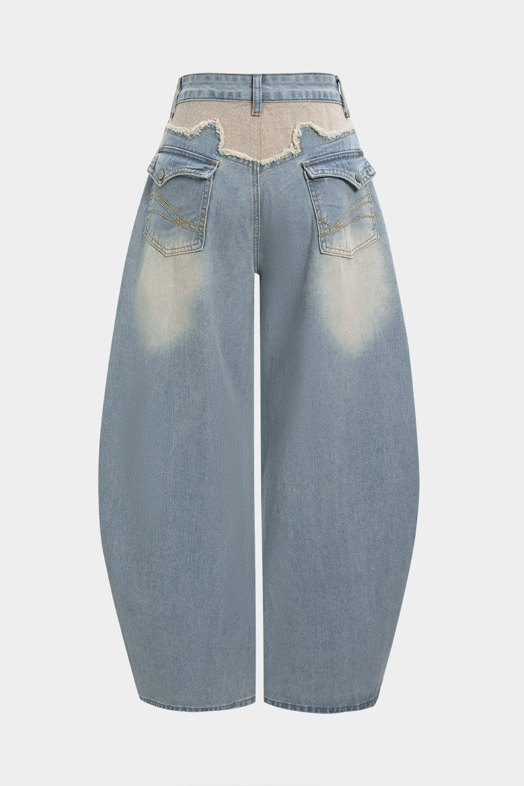 Button Pocket Wide Leg Jeans
