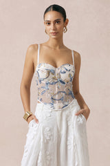 3D Floral Sequin Corset Cami Top
