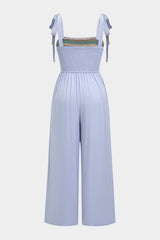 Color Block Print Tie-Up Slip Sleeveless Jumpsuit