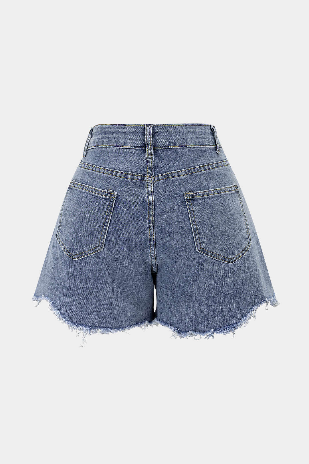 Denim Patchwork Lace Trim Wide Leg Shorts