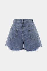 Denim Patchwork Lace Trim Wide Leg Shorts