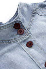 Denim Raglan Sleeve Button Strappy Belted Outerwear