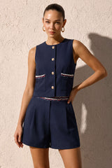 Contrast Trim Wide Leg Shorts