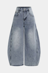 Denim Plaid Print Tie-Up Pocket High Waist Jeans