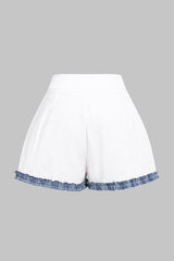 Contrast Zipper Wide Leg Shorts