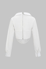 Deep V-neck Cut Out Corset Long-Sleeve Shirt