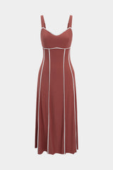Contrast Binding Slip Sleeveless Midi Dress