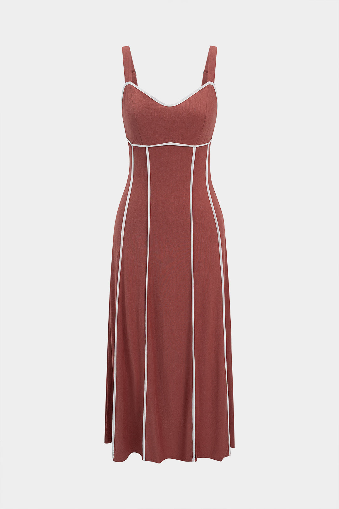 Contrast Binding Slip Sleeveless Midi Dress