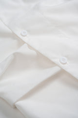 Button Irregular Ruched Long-Sleeve Shirt