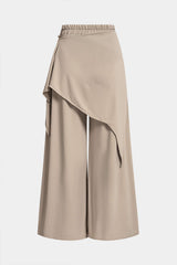 Asymmetrical Ruched Tie-Up Wide Leg Pants
