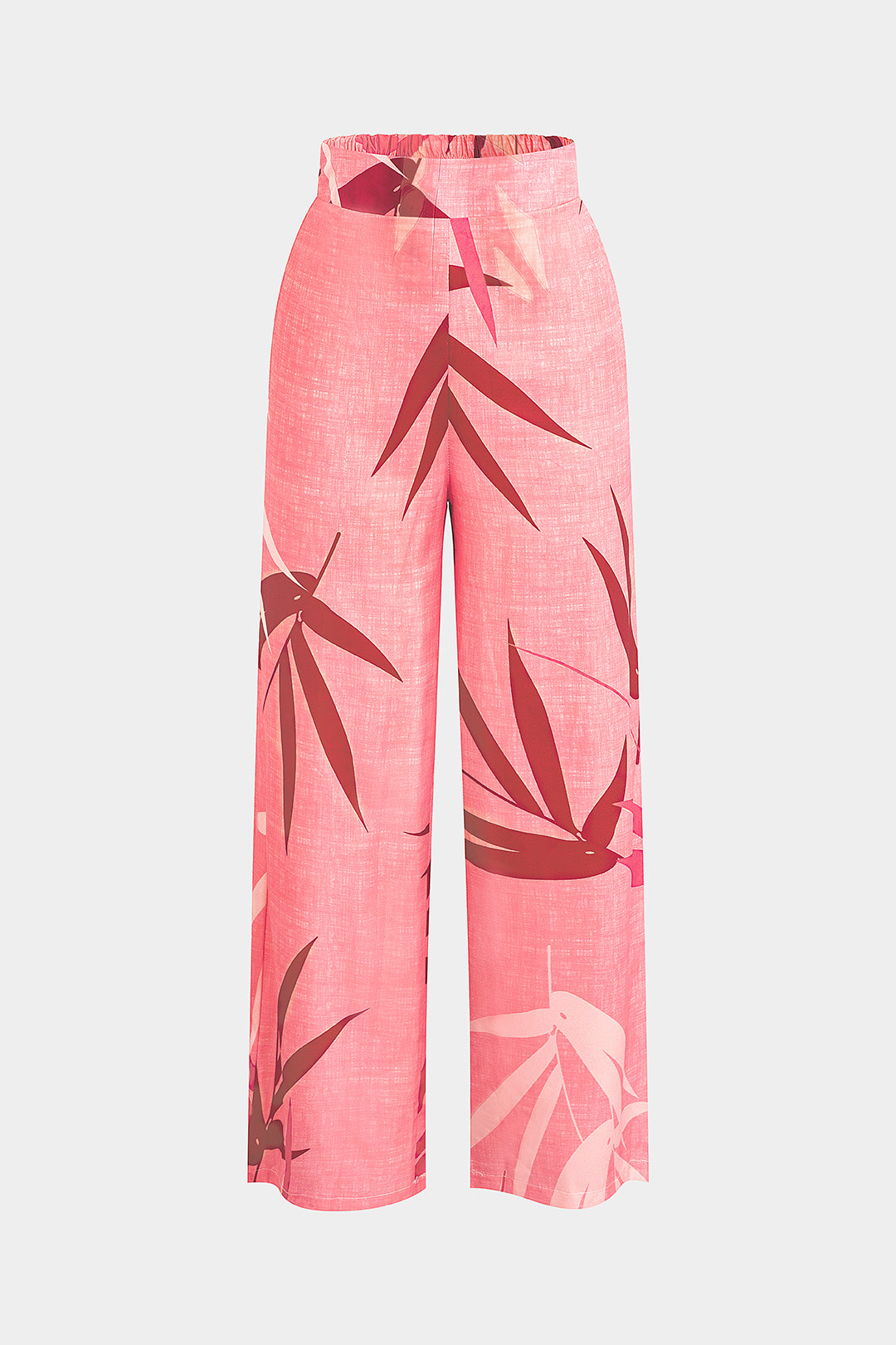 Bamboo Leaf Print Knot Cami Top And Pants Set