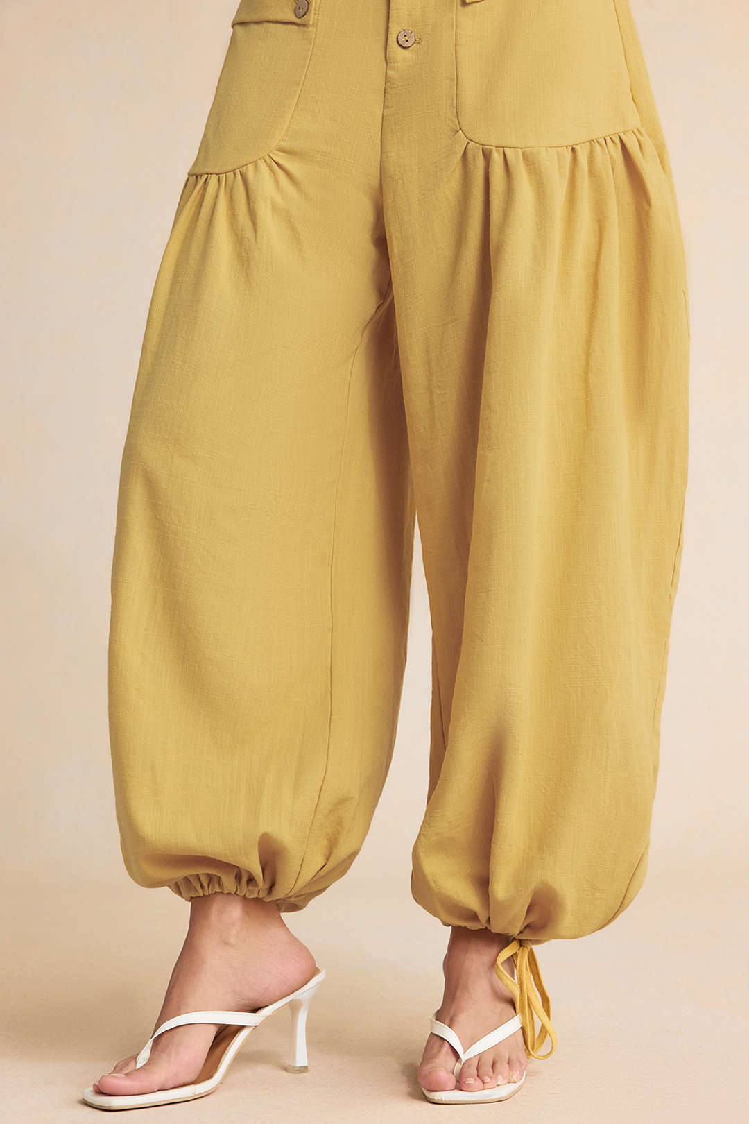 Button Pocket Tie-Up Pants