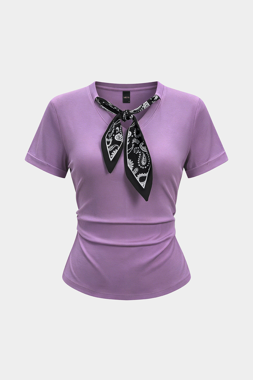 Artistic Print Tie-Up Short Sleeve T-shirt