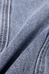 Denim Round Neck Seamdetail Zipper Top
